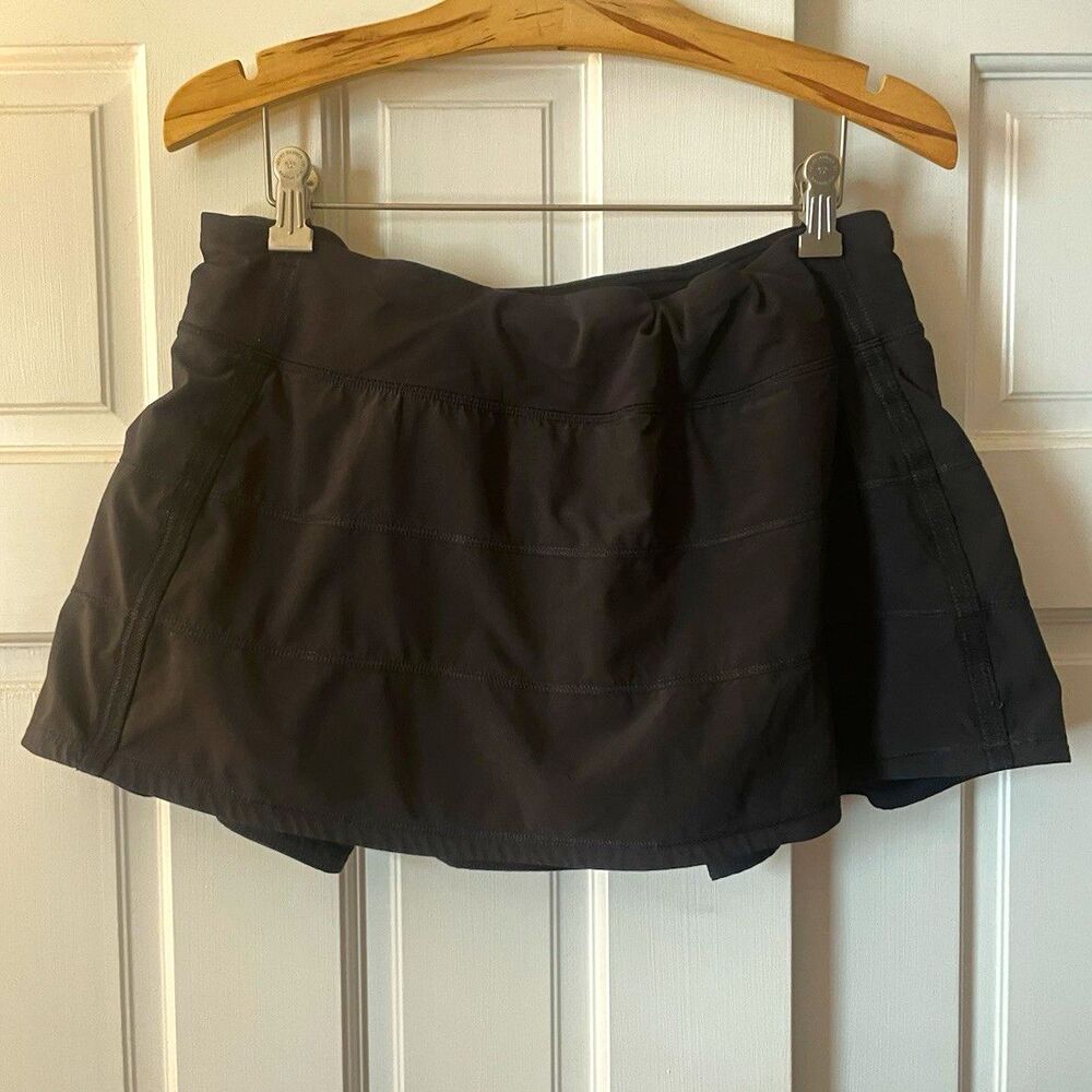 Lululemon Pace Rival Mid-Rise Skirt Black Size 10 Athletic Tennis Golf Running